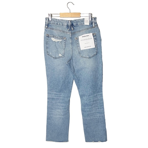 NWT Good American Good Boy Distressed Straight Leg Jeans - Picture 3 of 8